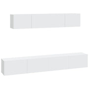 Set di mobili da 4 pezzi tra cui armadio credenza mobile TV televisore per soggiorno camera da letto salotto legno ingegnerizzato bianco 02_0024683