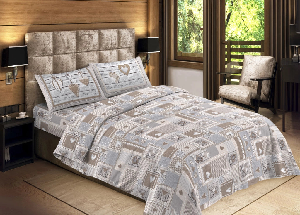 Sacco Copripiumino Piumone Letto In 100% Cotone Made Italy Vari Disegni RP - Piazza 1-2 - Aprica Beige
