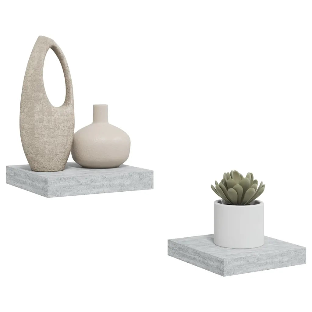 Scaffali a Parete 2 pz Grigio Cemento 23x23,5x3,8 cm in MDF 326589