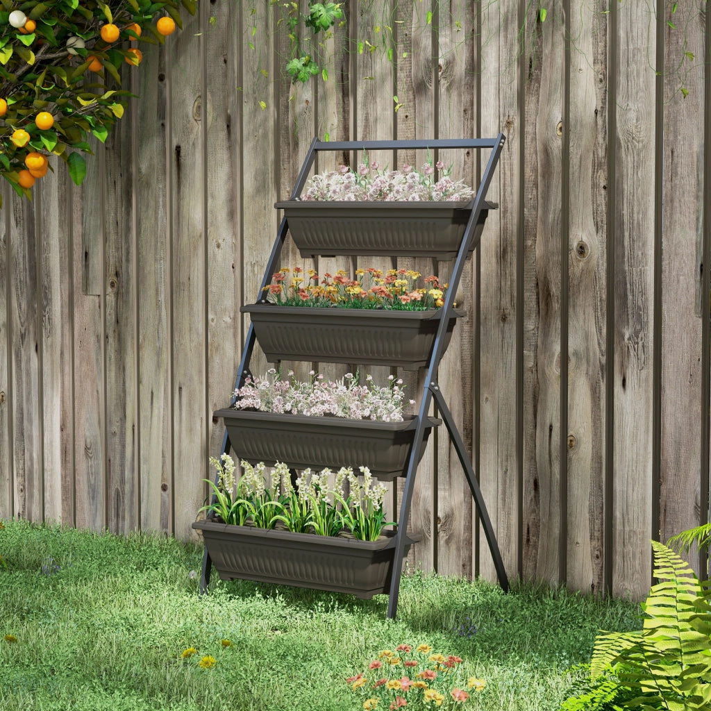 Etagere Fiori in Acciaio 4 Livelli ¨C Zephmum ¨C Marrone 76x79x162cm