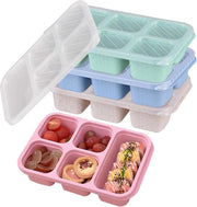 Contenitori per snack per bambini - 4 pezzi - 5 compartimenti - riutilizzabili - snack per bambini - contenitore per snack - scuola - lavoro - viaggio