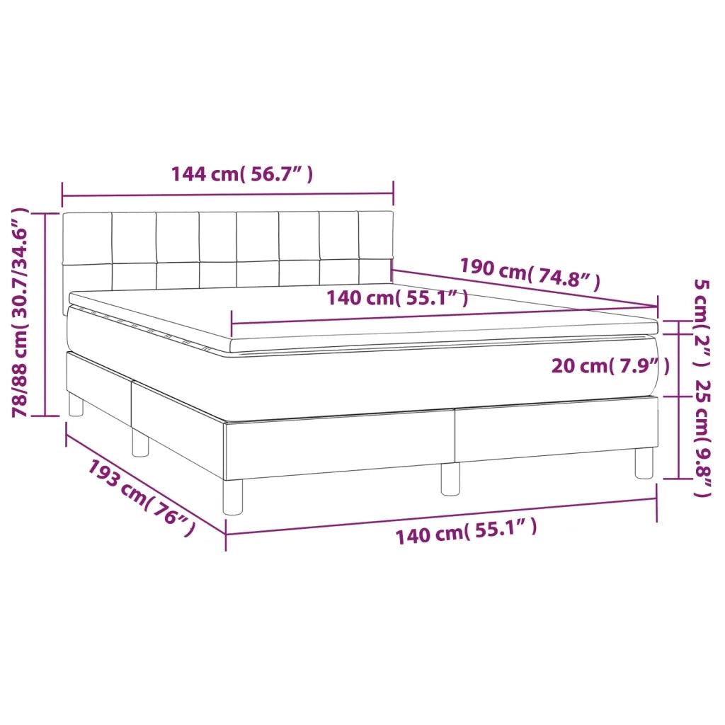 Letto a Molle con Materasso e LED Rosa 140x190 cm in Velluto 3134404