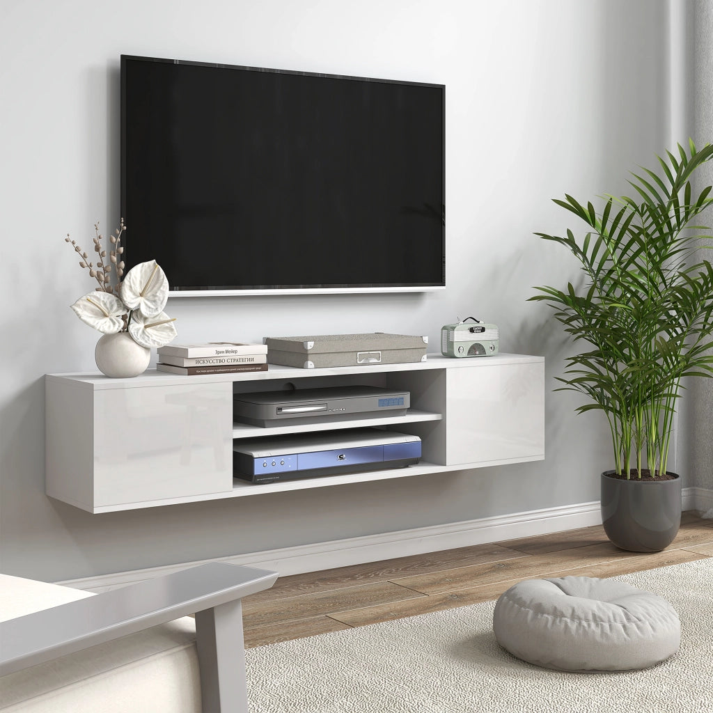 Mobile TV Muro Sospeso Contemporaneo ¨C Zephmum ¨C Bianco 140x30x30