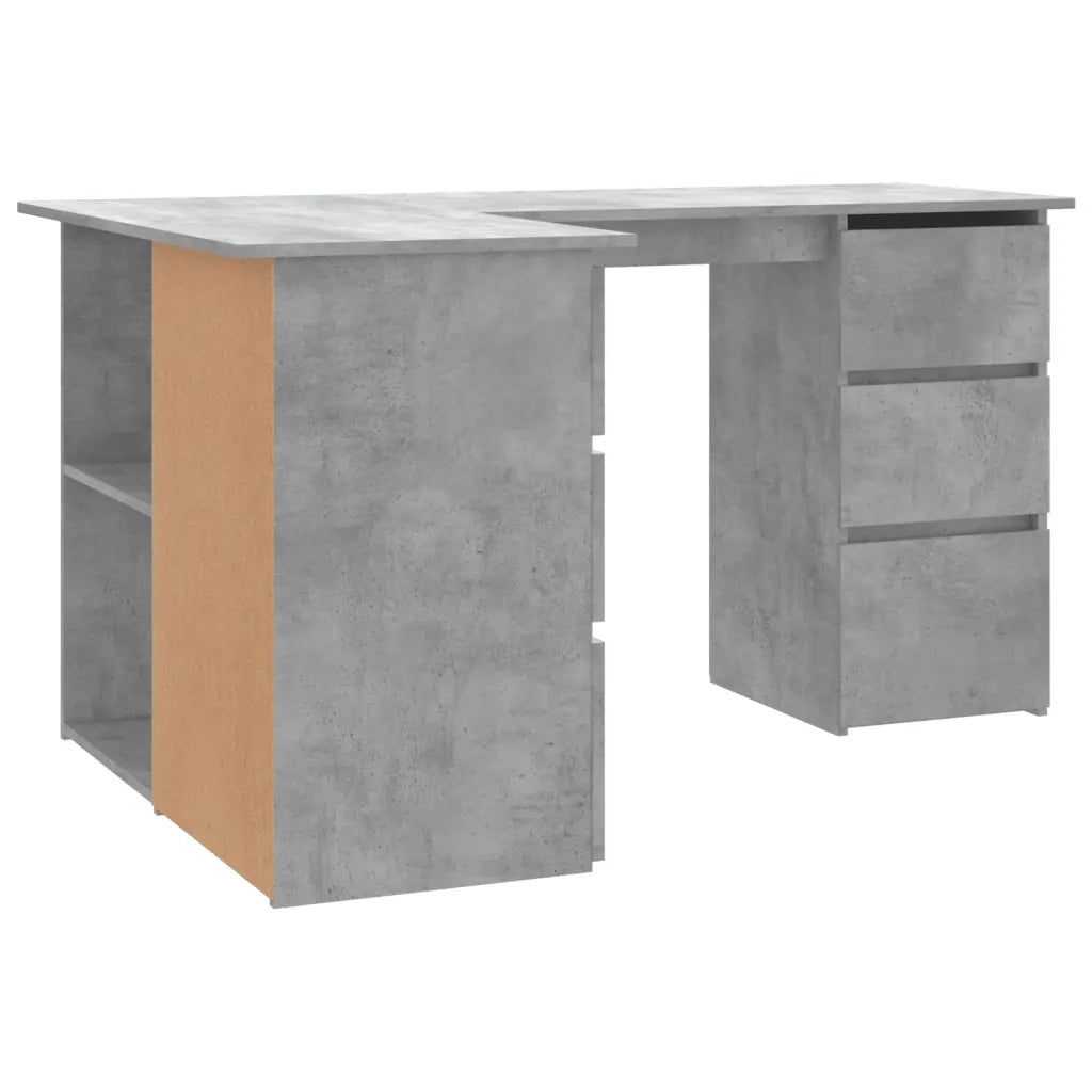 Scrivania | Tavolo da Ufficio Angolo Grigio Cemento 145x100x76 cm Legno Multistrato