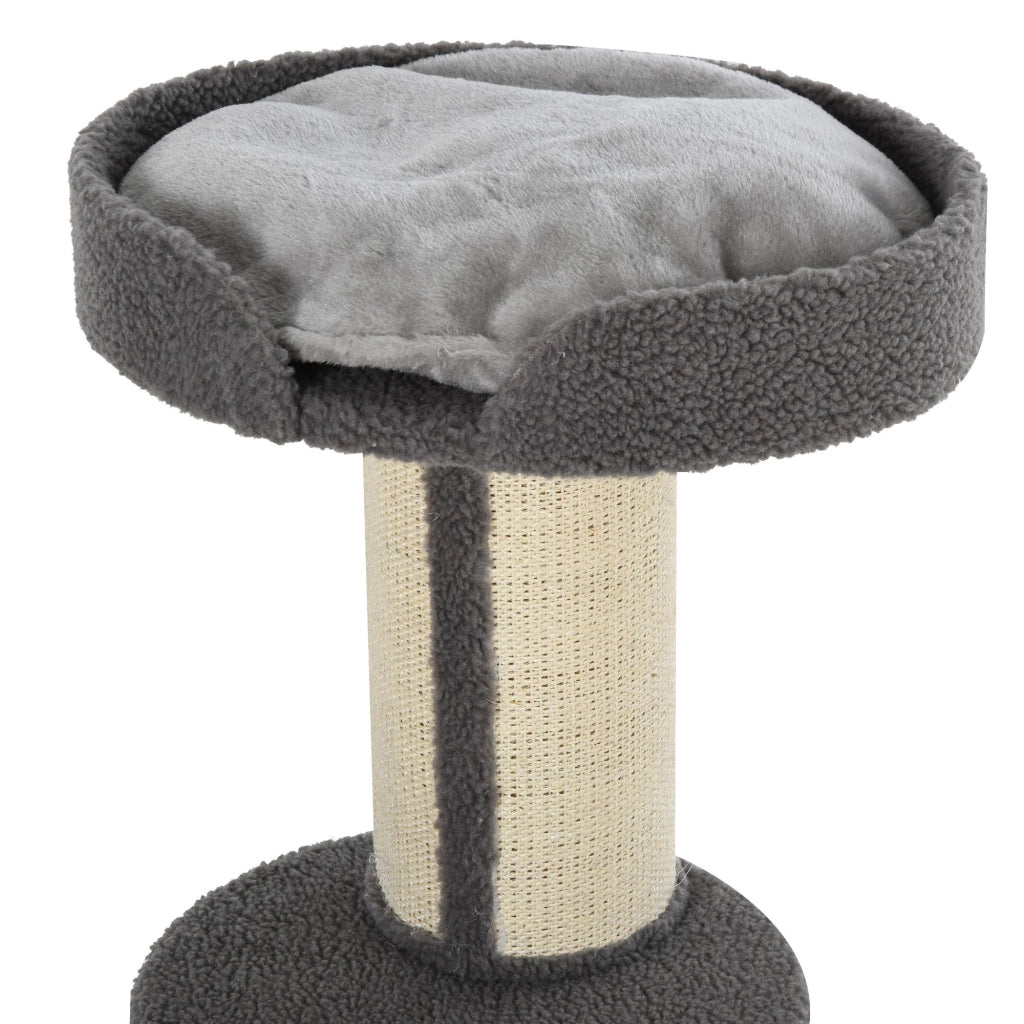 Tiragraffi per gatti con piattaforma, rivestimento in sisal, colore grigio, 45x45x91 cm