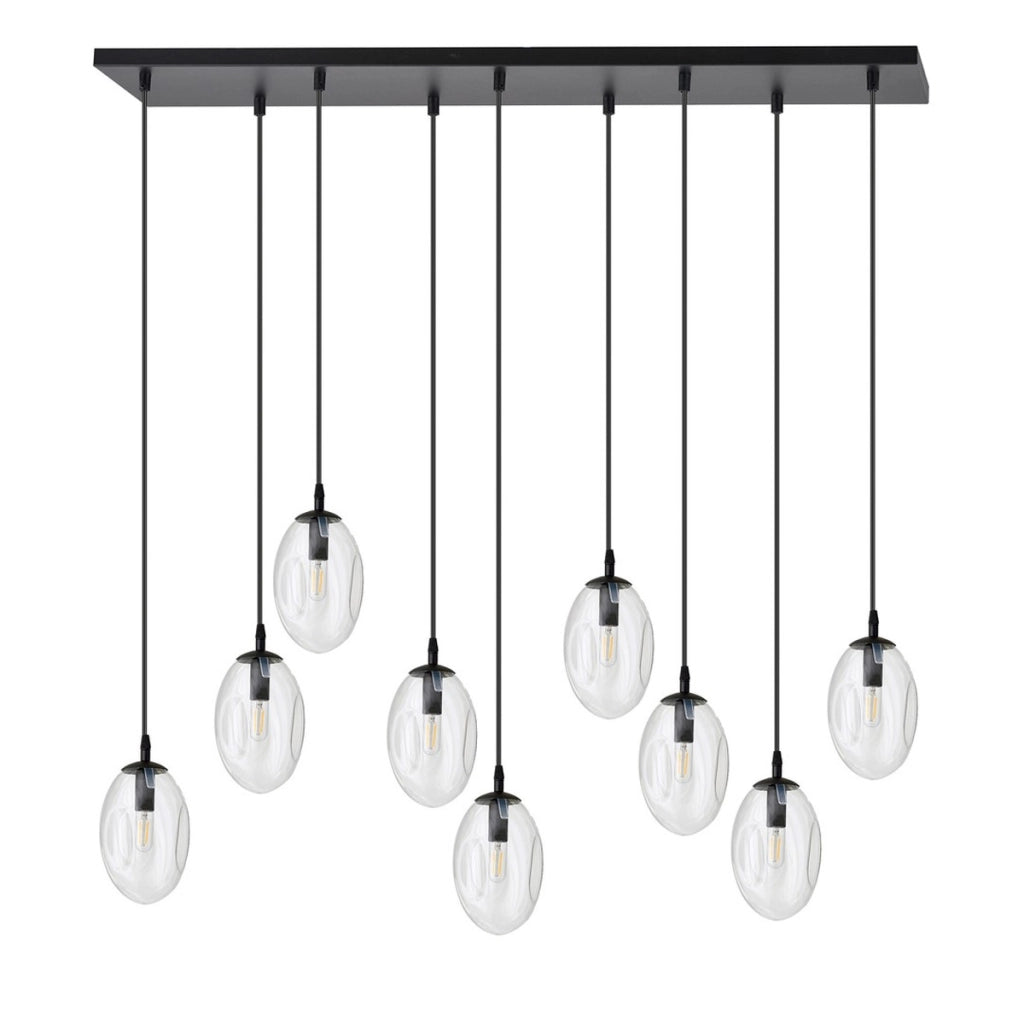 Lampada a sospensione Astral in acciaio nero e vetro