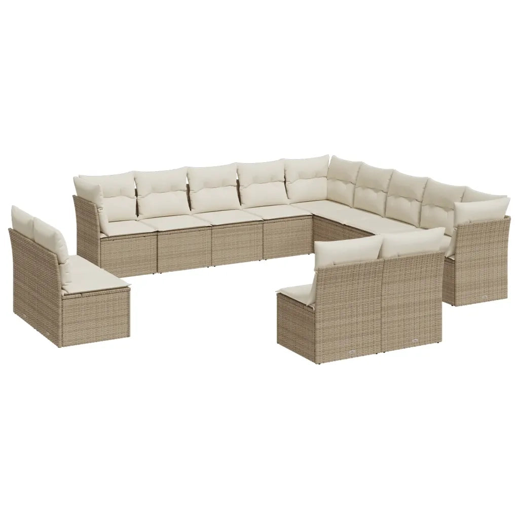 Set Divani da Giardino 12 pz con Cuscini Beige in Polyrattan