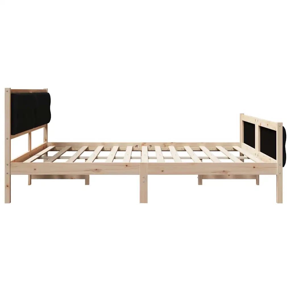 Struttura del letto-Giroletto Nero 200 x 200 cm Pino massello 568270