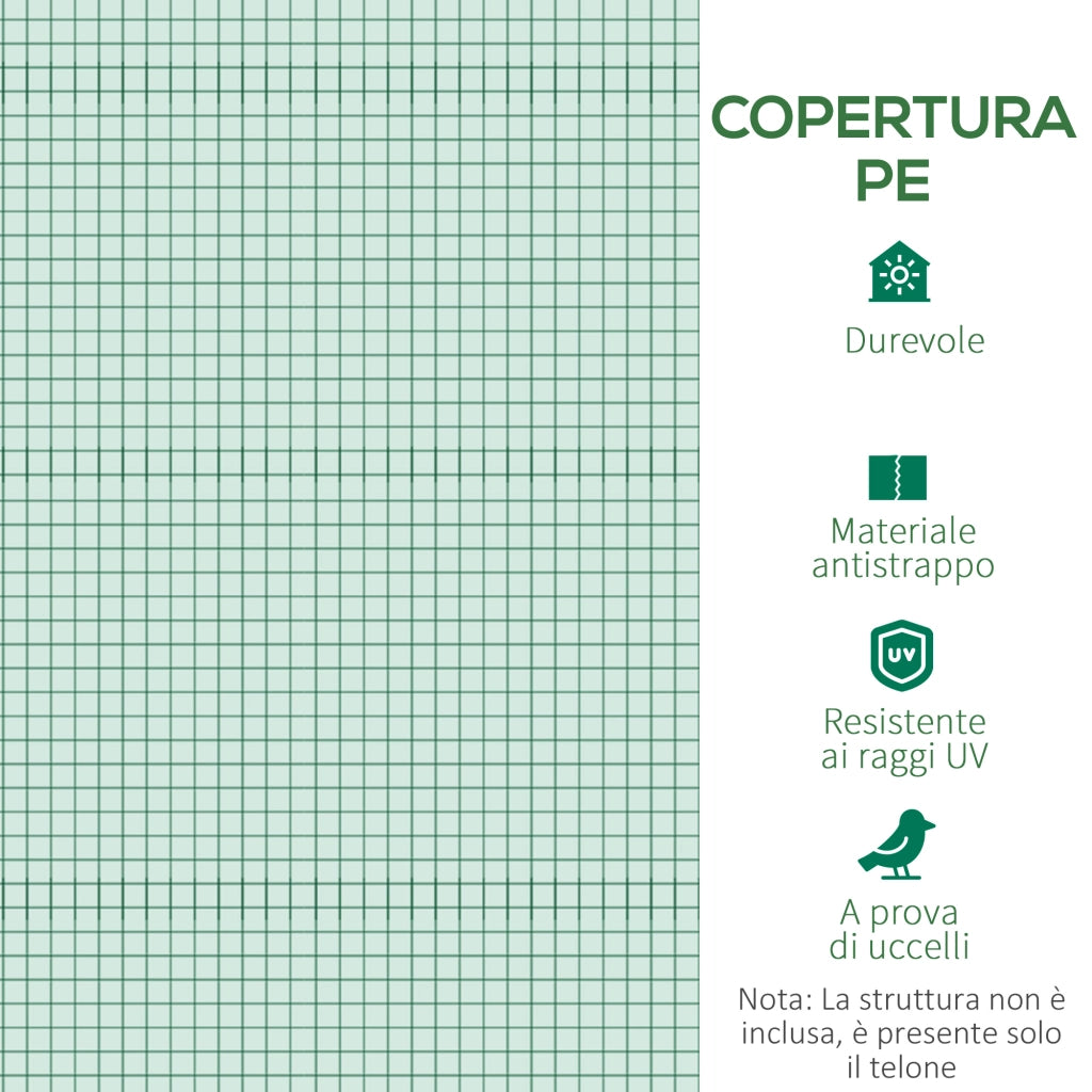 Telo per Serra con Finestre e Porta Avvolgibile ¨C zephmum ¨C Verde 3x2x2 m