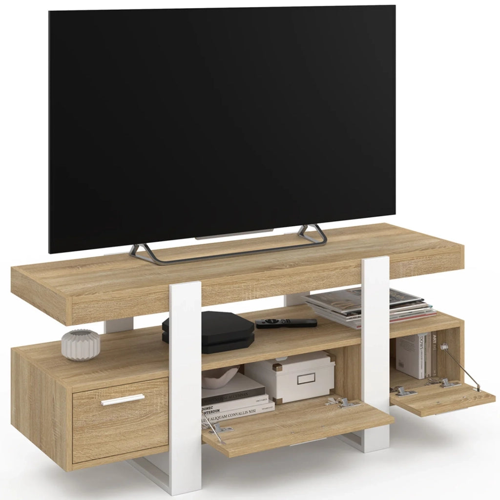 IDMarket - Porta TV PHOENIX da 116 cm con cassetti in legno e bianco