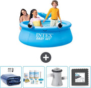 Piscina Rond Opblaasbar Easy Set - 183 x 51 cm - Blu - Balena - Inclusa Tenda Solare - Kit di Manutenzione - Pompa di Filtro per Piscina - Pavimenti per Piscina