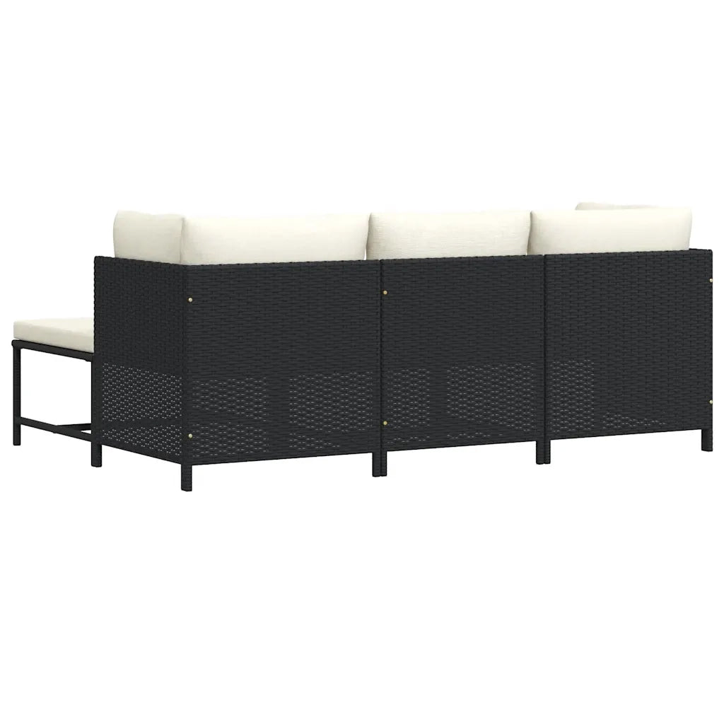 Set Divani da Giardino 4 pz con Cuscini in Polyrattan Nero cod mxl 73770