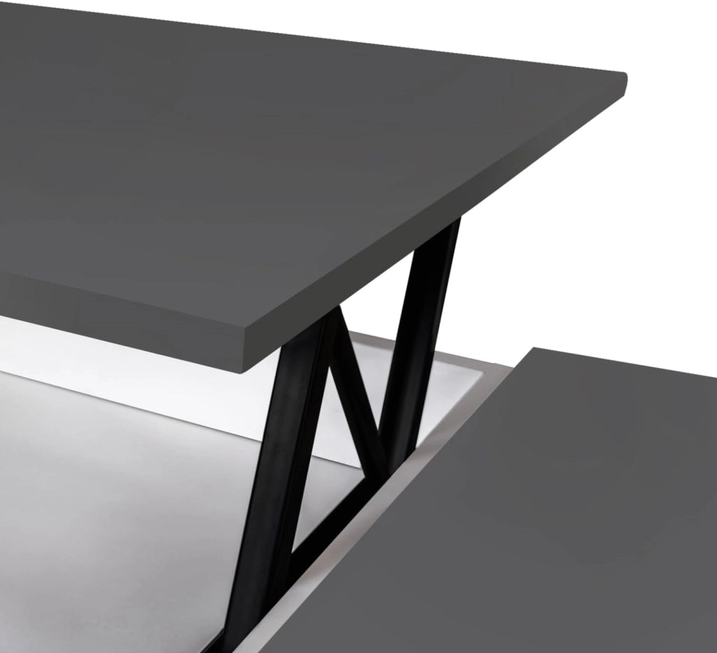 Tavolino elevabile ELEA con scatola in legno bianco e grigio