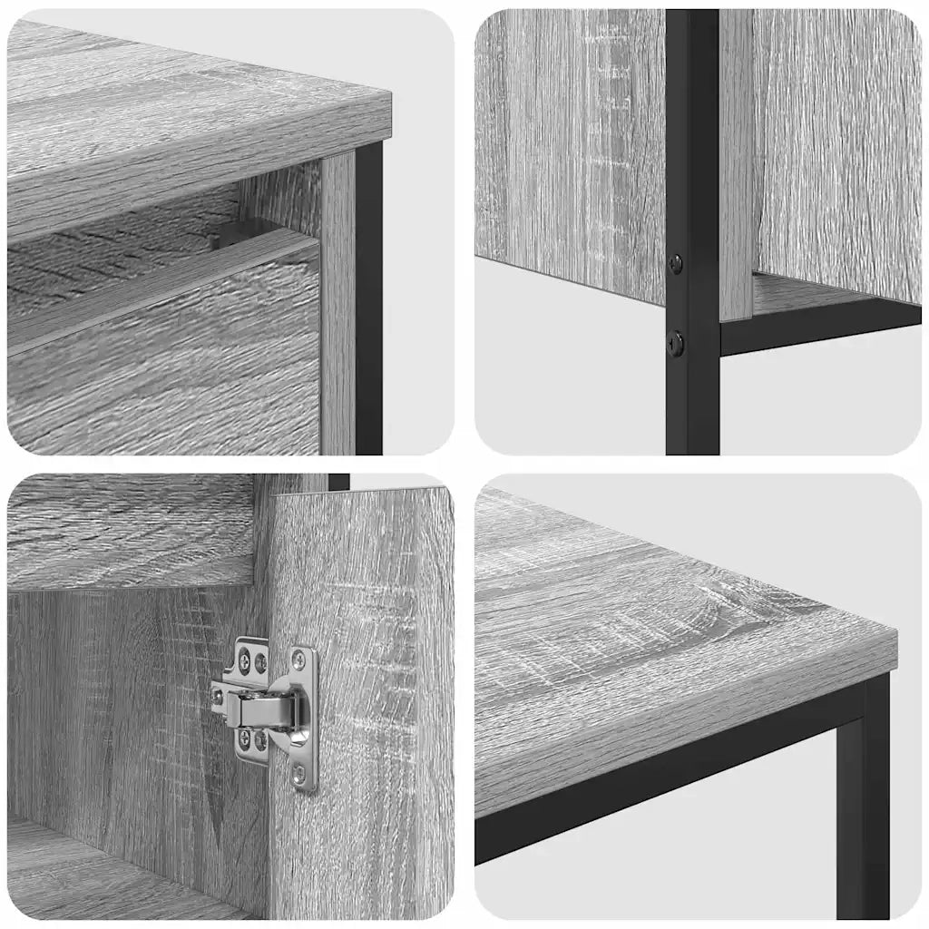 Set di mobili per il bagno con porta 3 pcs Grigio Sonoma e Nero 3328397