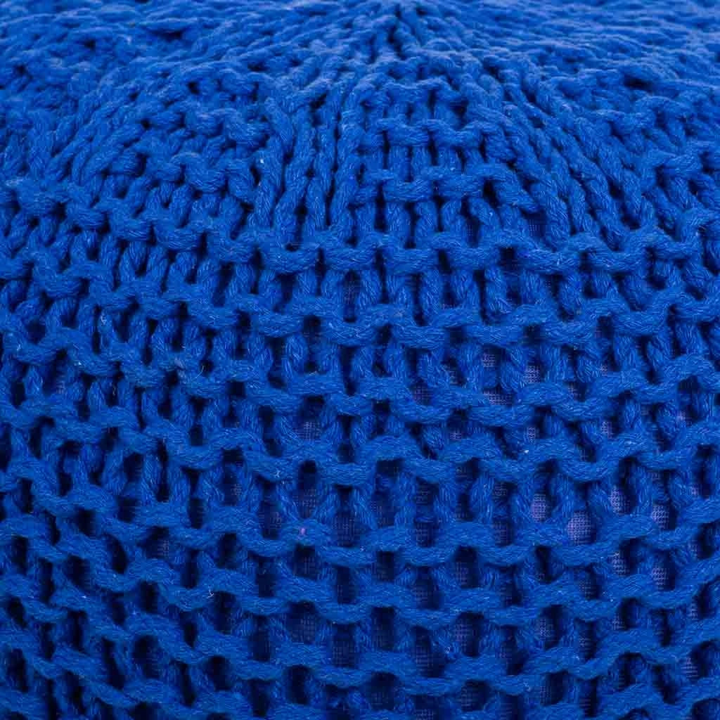 Pouf in cotone intrecciato blu 38x38x28h