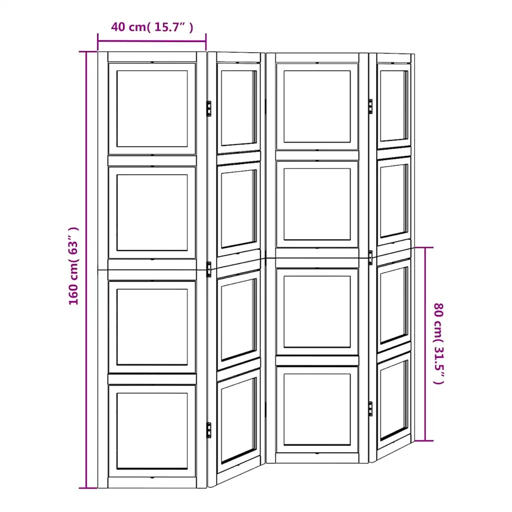 Divisorio Ambienti 4Pannelli Bianco Legno Massello di Paulownia 358689