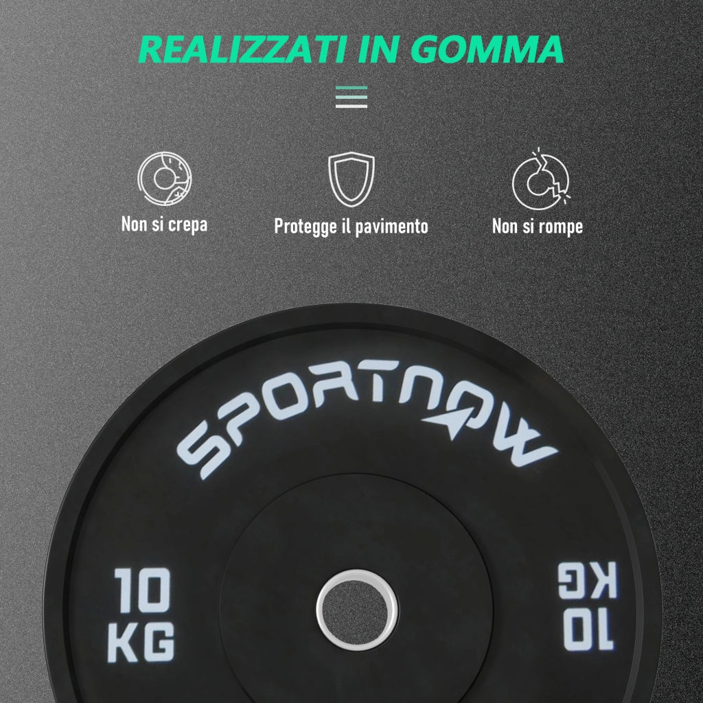 Set di 2 Dischi Palestra da 10kg per Bilanciere e Manubri con Attacco ?5cm, Nero
