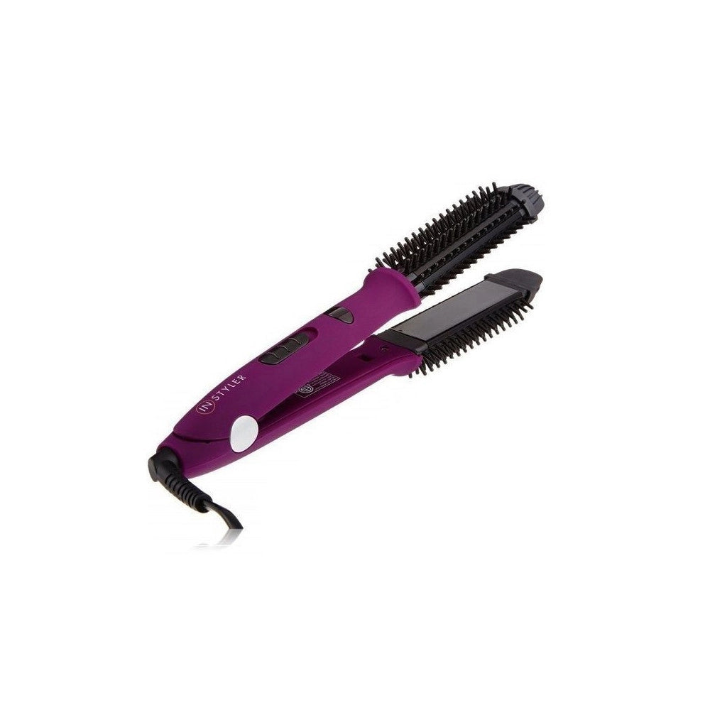 Trade Shop - Spazzola Piastra Elettrica Liscia Capelli Crea Ricci Onde Ionic 2 In 1 Styler -