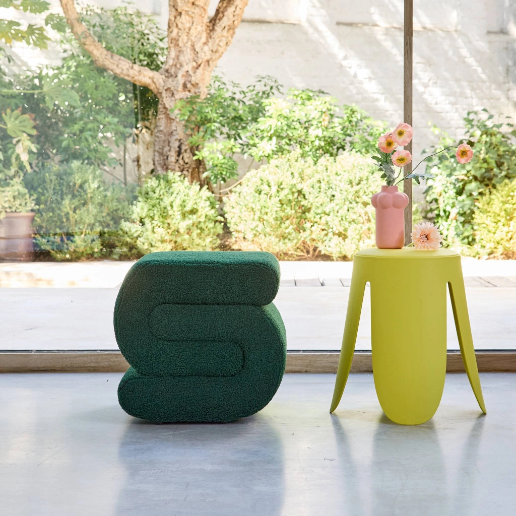 Pouf in bouclé, verde