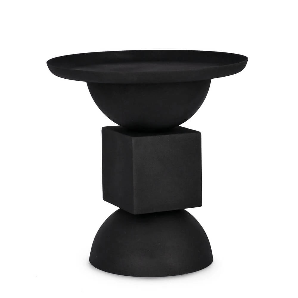 Tavolino Rotondo in Acciaio con Base Scultorea Geometrica - SYMPHONY