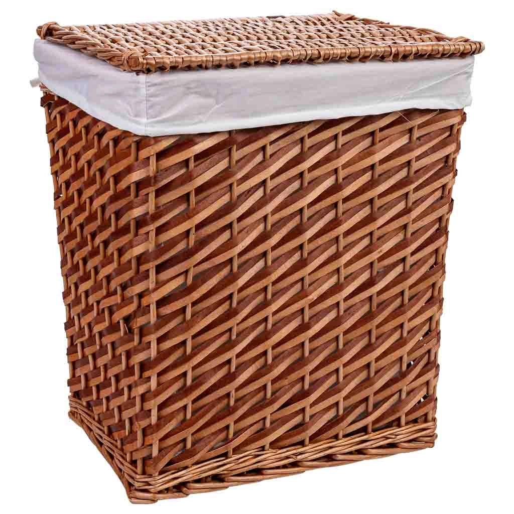 Set di 3 cestini in vimini marroni: L: 42x33x50 cm, M: 35x28x43 cm, S: 30x22x37 cm