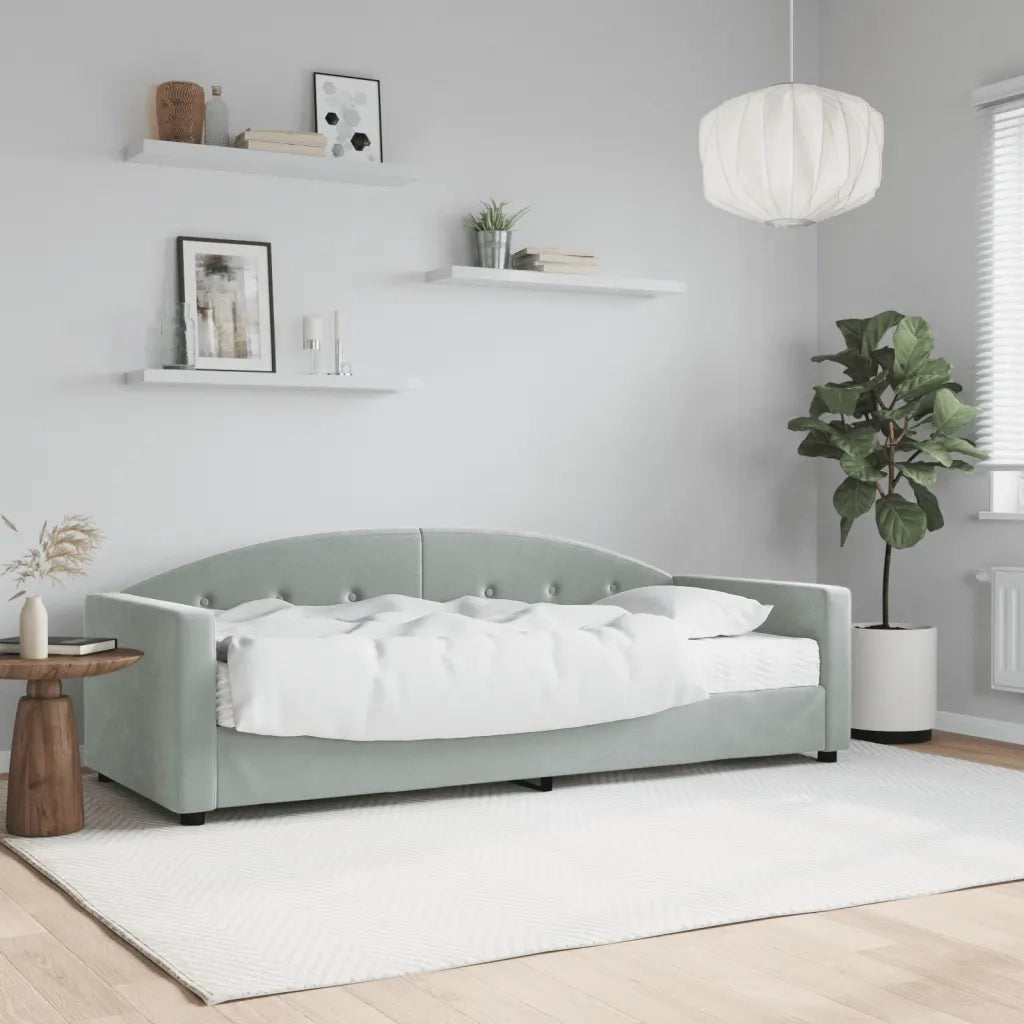Divano Letto con Materasso Grigio Chiaro 80x200 cm in Velluto 3197270
