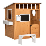 Casetta Gioco Bambini Legno Naturale ¨C Xylo ¨C con Cassetta Postale e Fioriera