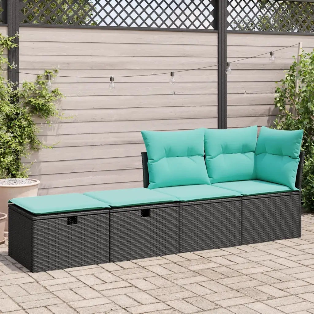 Set Divani da Giardino con Cuscini 2 pz Nero Polyrattan Acacia 3328670