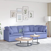 Divano Modulare con Cuscini in Tessuto Jeans Blu 3321277