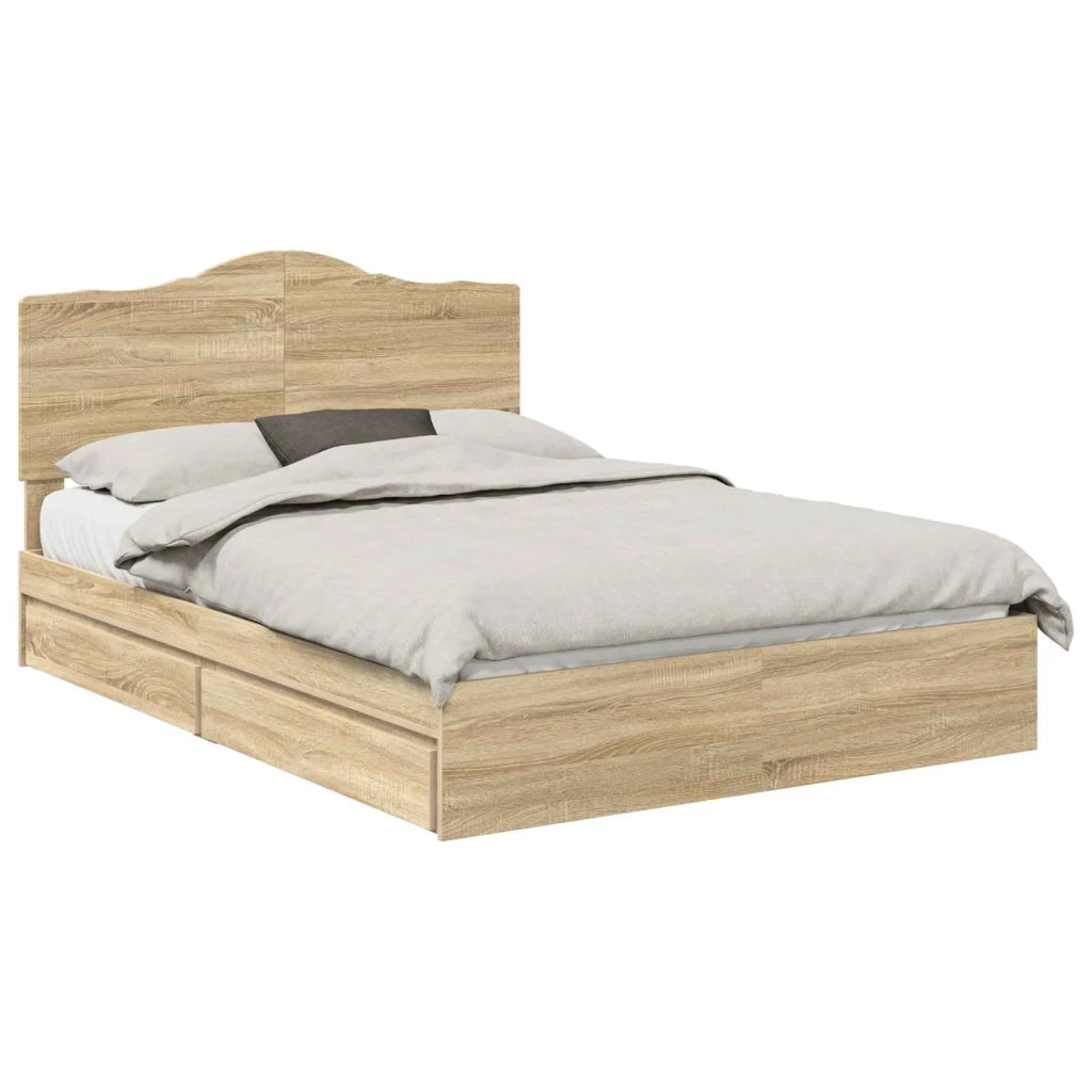 Letto con Contenitore con testiera Rovere Sonoma 140 x 200 cm 3413501