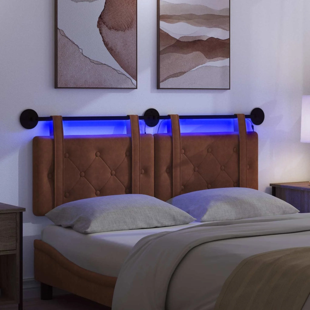 Testiera | Testata sospesa Con luce LED Marrone PU Antico