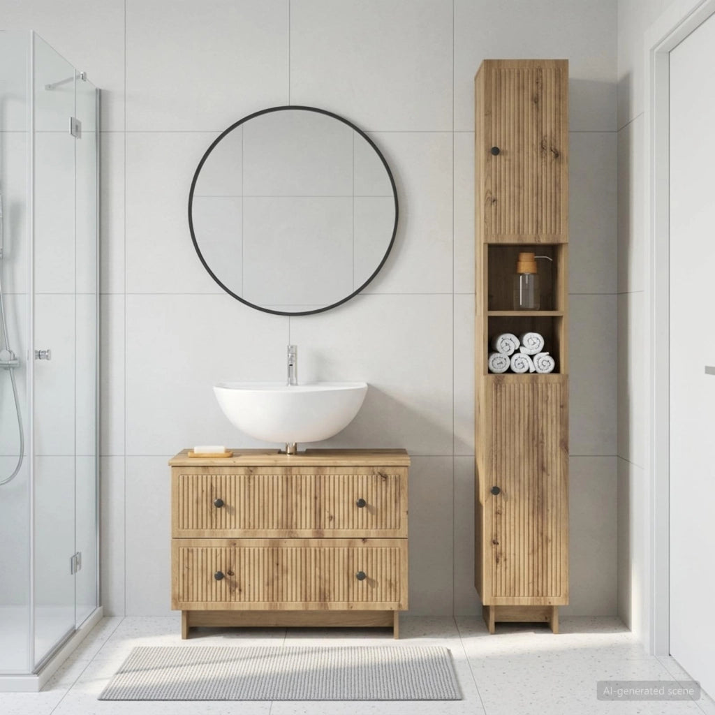 Set di Armadi da Bagno da 2 Pezzi EDE Rovere Artigianale 3417503