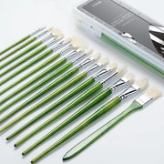 Set di pennelli a olio professionale - 15 pezzi pennelli a acrilico - manico lungo - pennelli per pittura a olio acrilico gouache verde