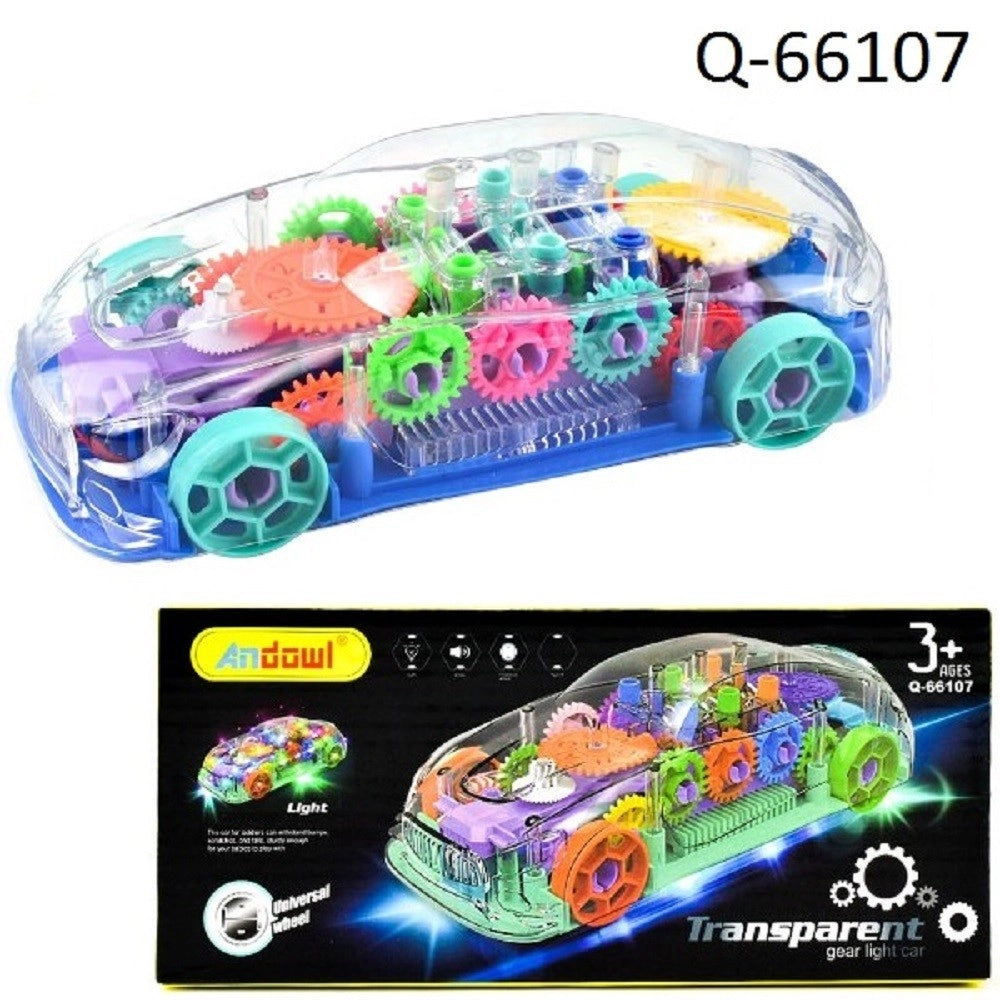 Trade Shop - Auto Vettura Trasparente Con Ingranaggi A Vista Luce Illuminazione A Led Q-66107 -