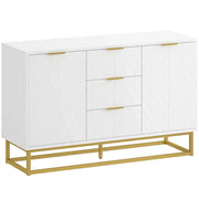 Mobile Credenza 3 Cassetti 2 Ante 120x40x76 cm in MDF e Metallo Bianco