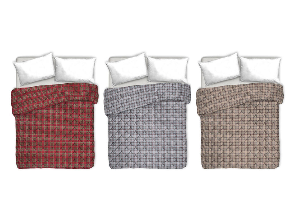 Trapunta Piumone Invernale Linea Pensieri Delicati Disegno Tartan Scozzese - Matrimoniale - Grigio