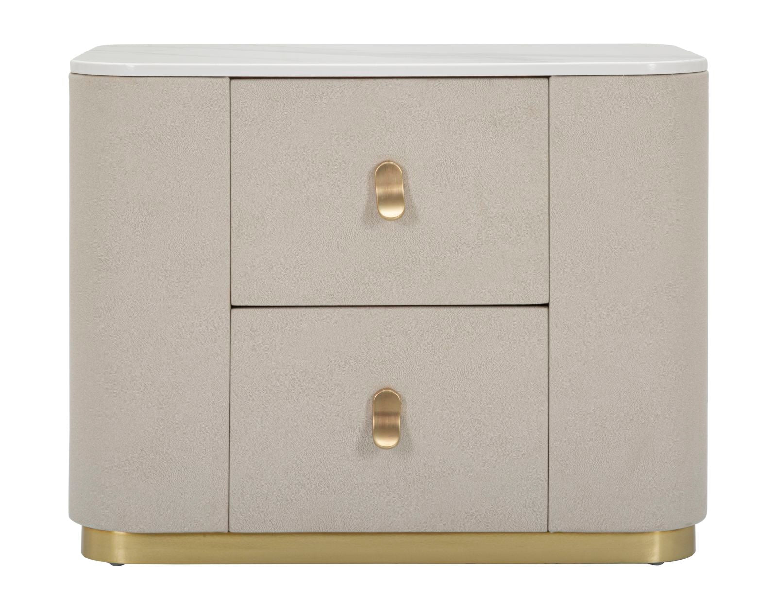 Comodino Beauty 60x47x40 cm in Legno MDF e Metallo Crema/Oro