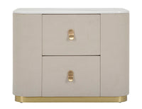 Comodino Beauty 60x47x40 cm in Legno MDF e Metallo Crema/Oro