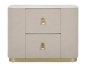 Comodino Beauty 60x47x40 cm in Legno MDF e Metallo Crema/Oro