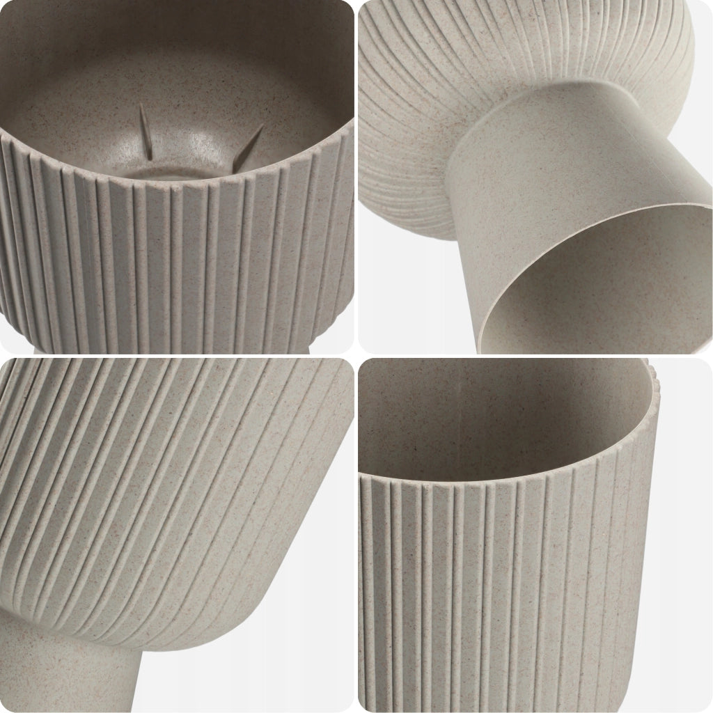 Vaso da fiori KADAX, vaso per fiori, da giardino, con coperchio in plastica, 14 cm, supporto per fiori, grigio