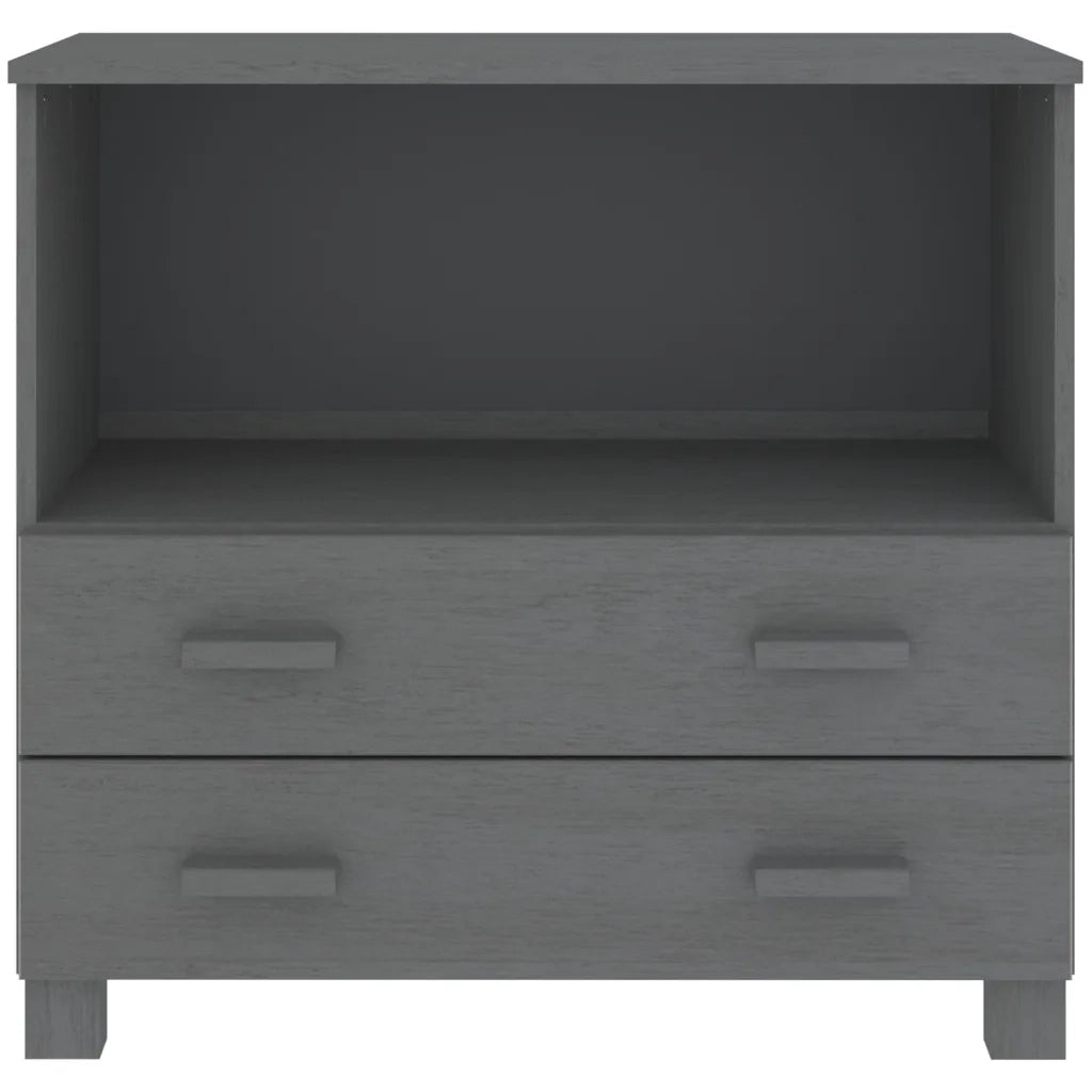 Credenza HAMAR Grigio Scuro 85x35x80 cm Legno Massello di Pino 340498