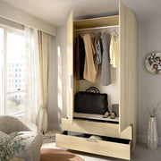 Armadio Camera da Letto Montclare, Guardaroba 2 Ante Appendiabiti, 51x204h cm Marrone