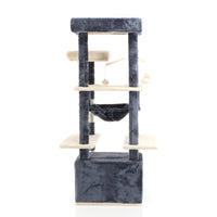 Fudajo Albero tiragraffi per gatti 134cm grigio scuro, con casetta e amaca