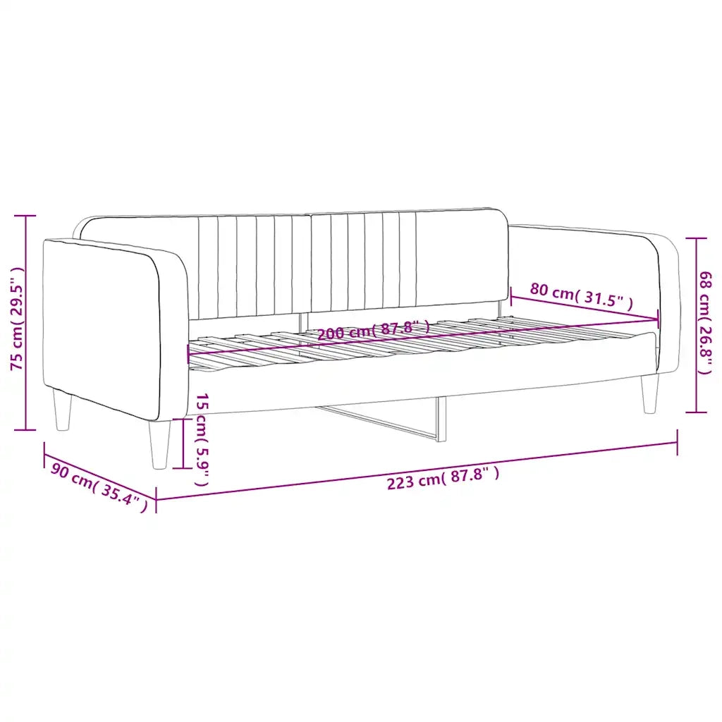 Letto singolo | Letto per adulti | Letto da Giorno 80x200 cm in Velluto
