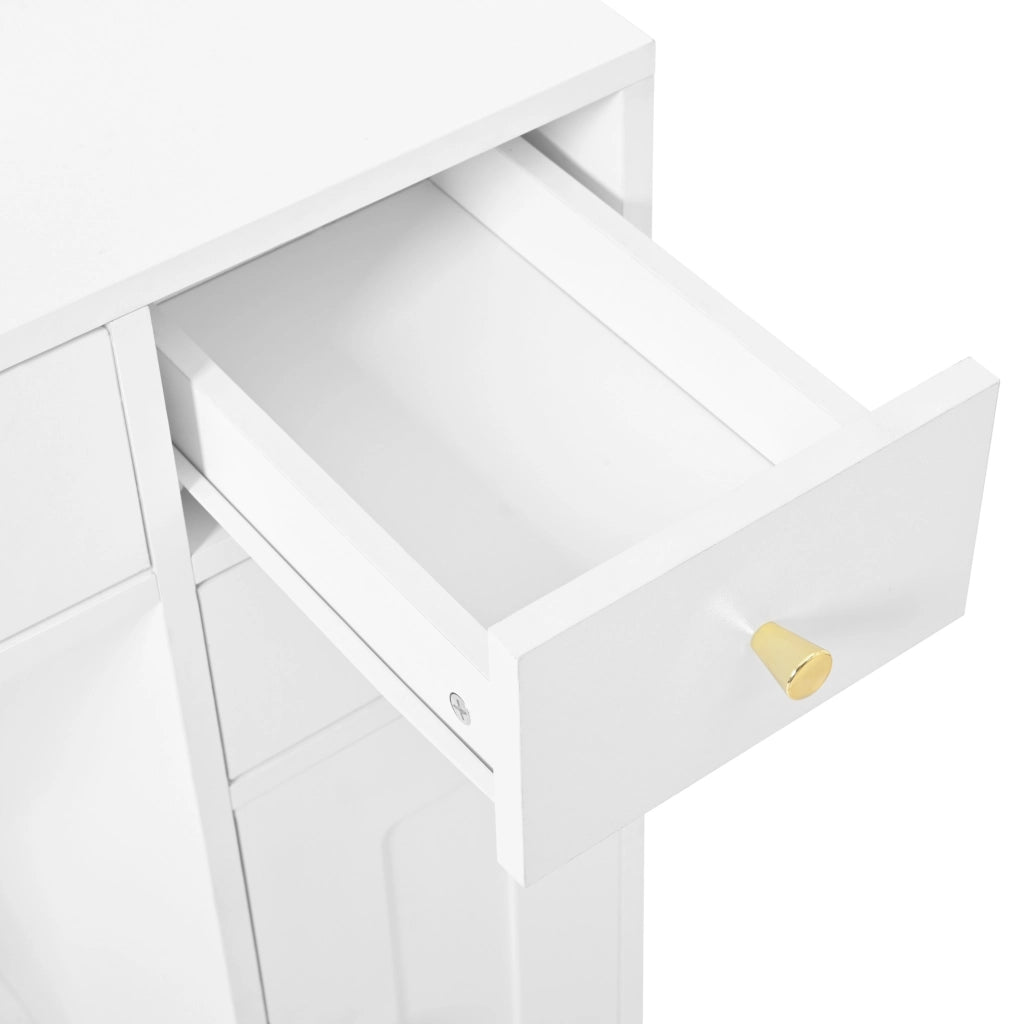Tavolo trucco con specchio LED, 6 cassetti e 4 ante