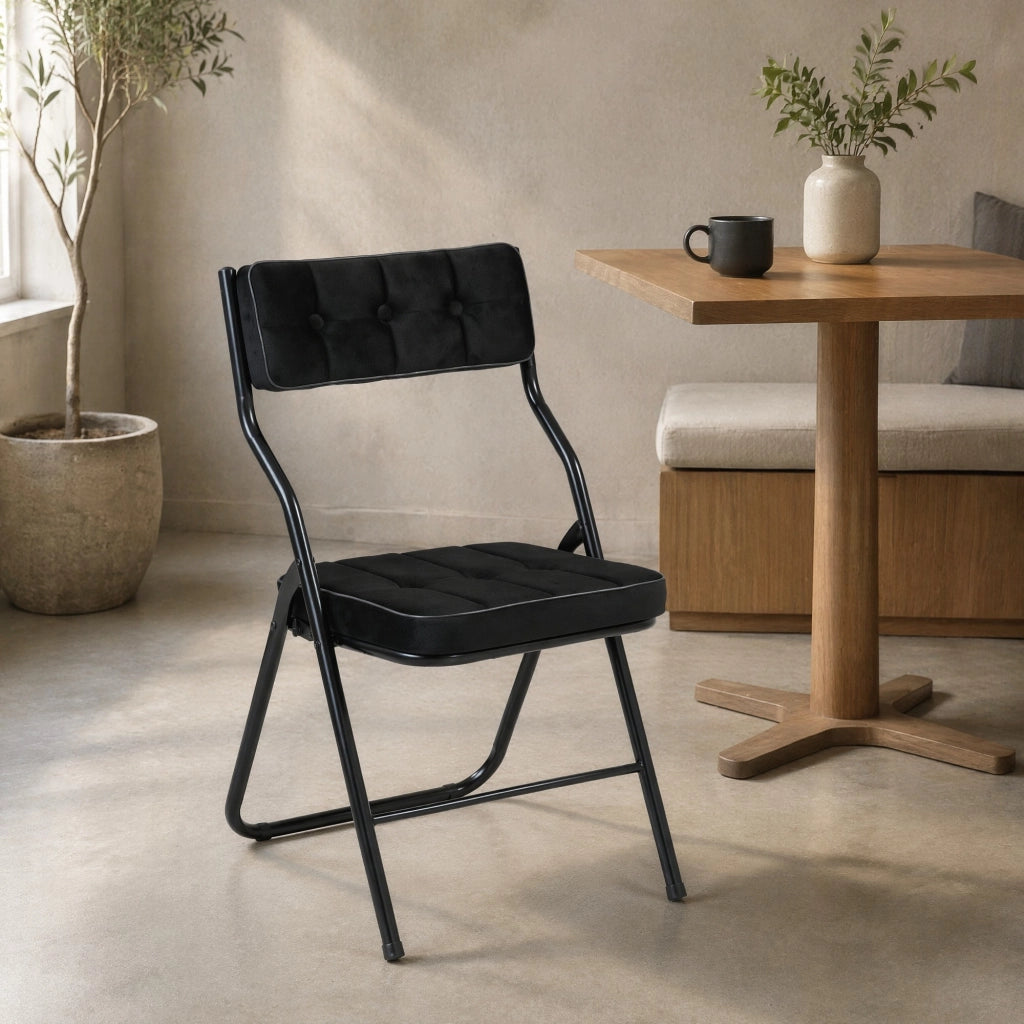 SEDIA Pieghevole Imbottita Set da 2 pezzi Nero in Acciaio