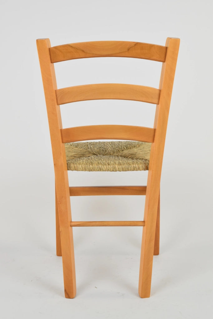 Set 4 Sedie Venice Tommychairs, robusta struttura in legno di faggio verniciata in miele e seduta in paglia