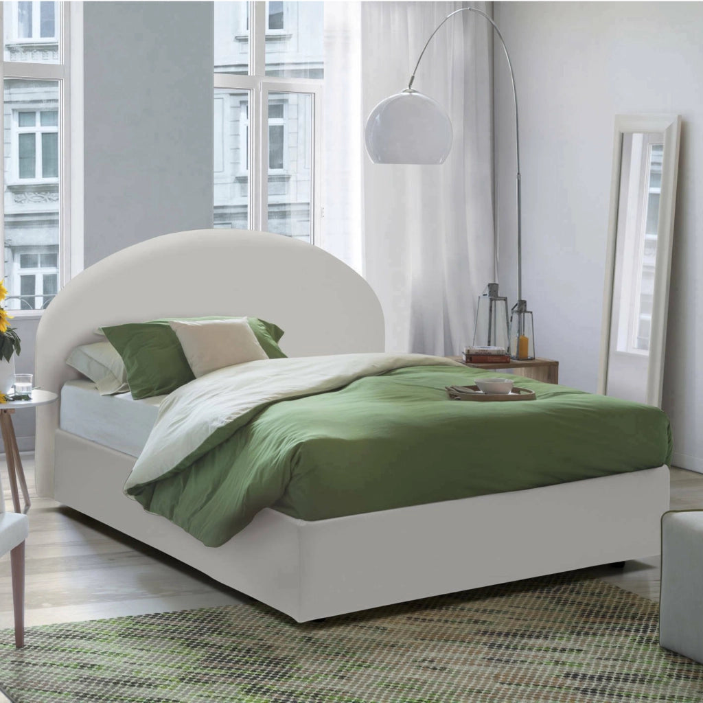 Letto Matrimoniale Ayur, Letto Matrimoniale Materasso Incluso Made in Italy, Bianco