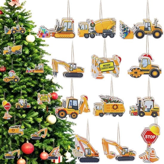 Decorazione di Natale in Legno, 24 Pezzi, Pendenti a forma di Macchina da Disegno