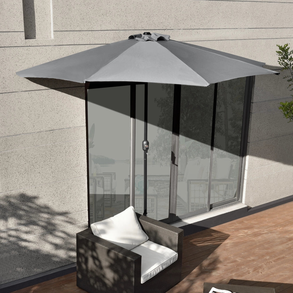 Ombrellone a Semicerchio Eger Parasole a Mezzaluna 300x150 cm Grigio casa.pro